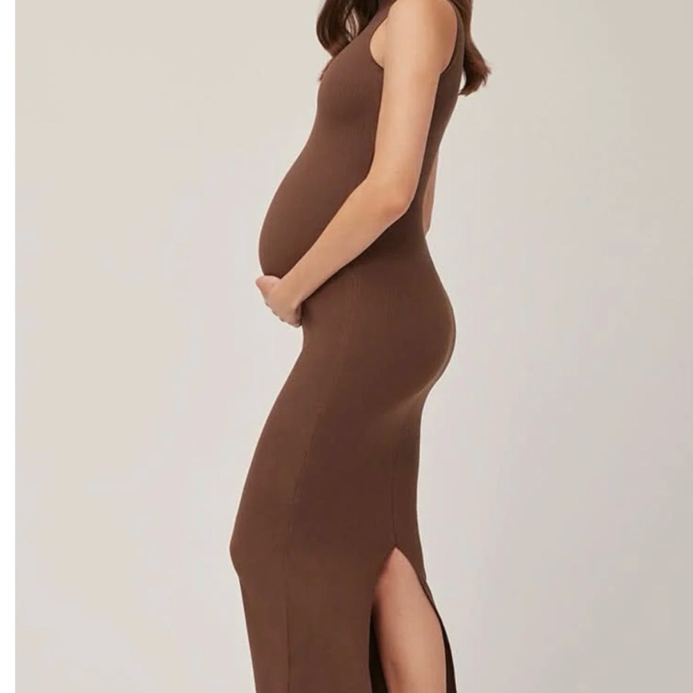 Chic Brown Maxi Maternity Dress